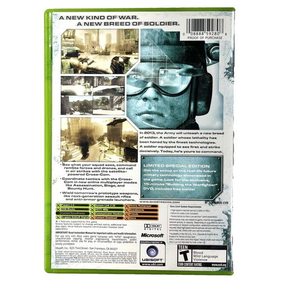 Ghost Recon Advanced Warfighter Limited Edition 2006 Microsoft Xbox Tested - Picture 2 of 11